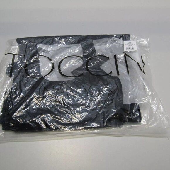 NEW TOXCIN Womens Midi Tank Dress Jet Black Size XS Lucy Scoop Neck Tie Front - Picture 5 of 10